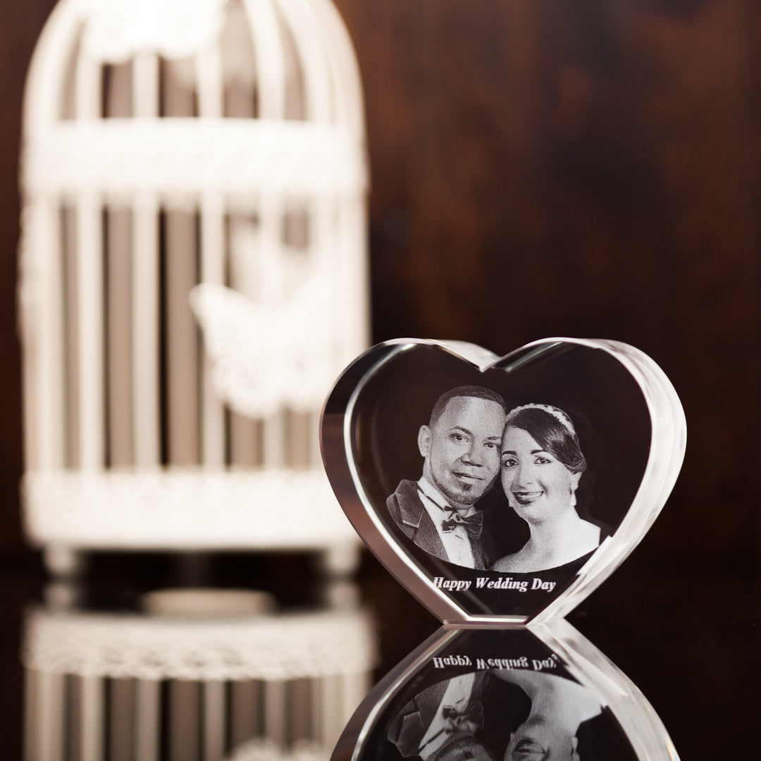 Personalised Heart shaped 3D crystal-Incrystals