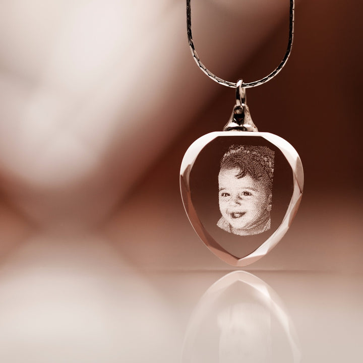 Photo Crystal Heart Pendant With Chain-Incrystals