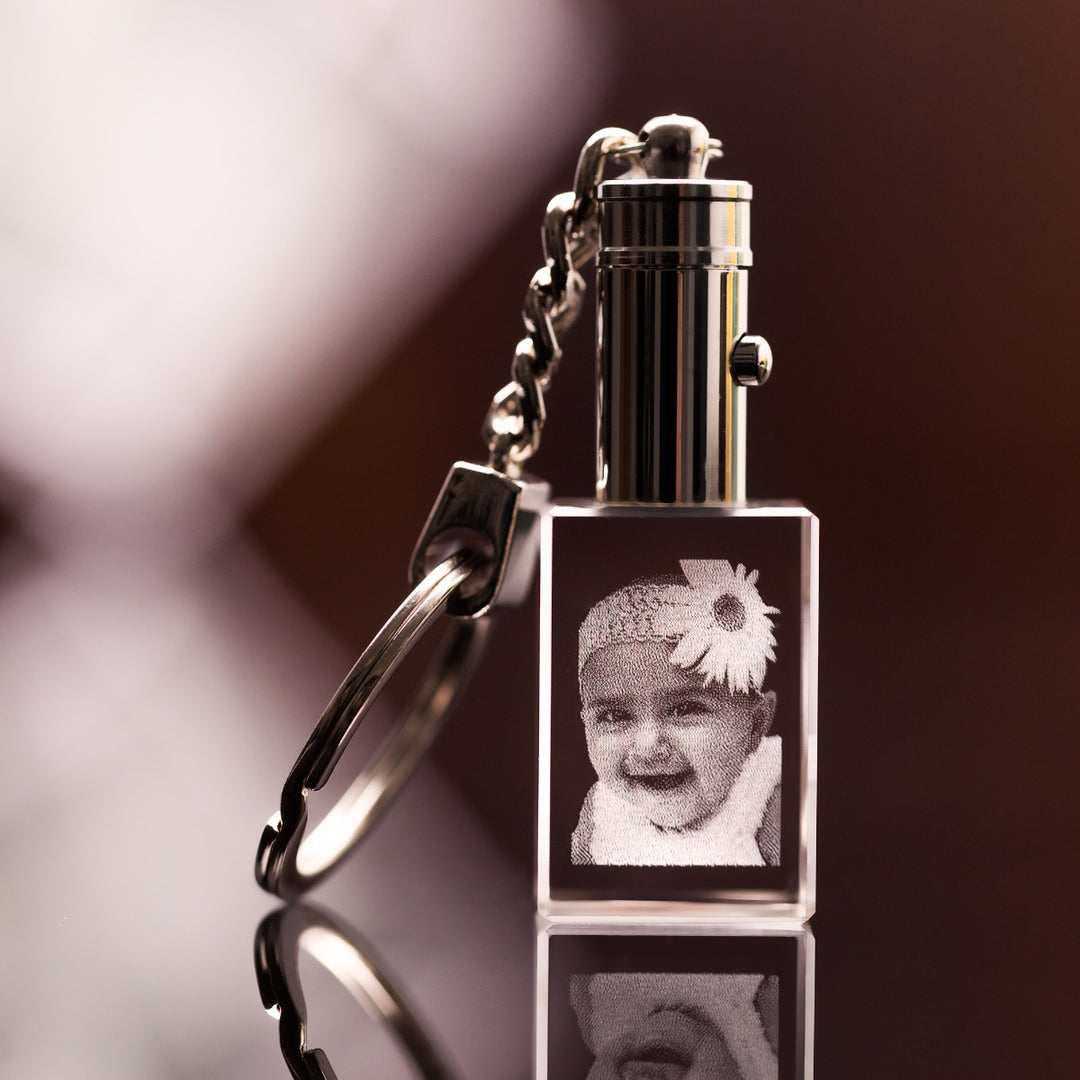 3D Photo Crystal Keychain with LED