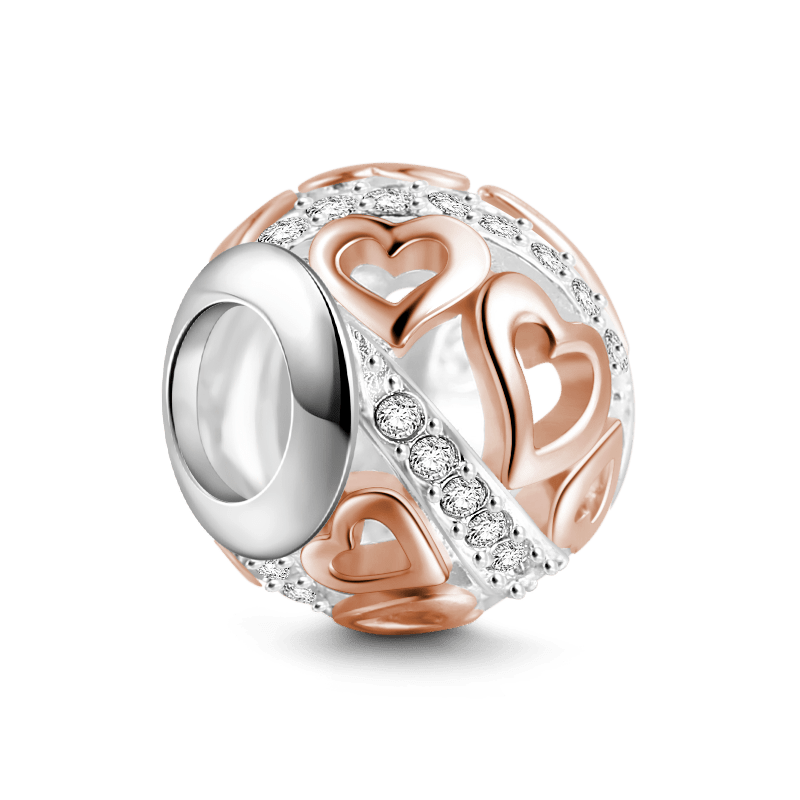 Heart To Heart Charm Rose Gold Plated 925 Sterling Silver