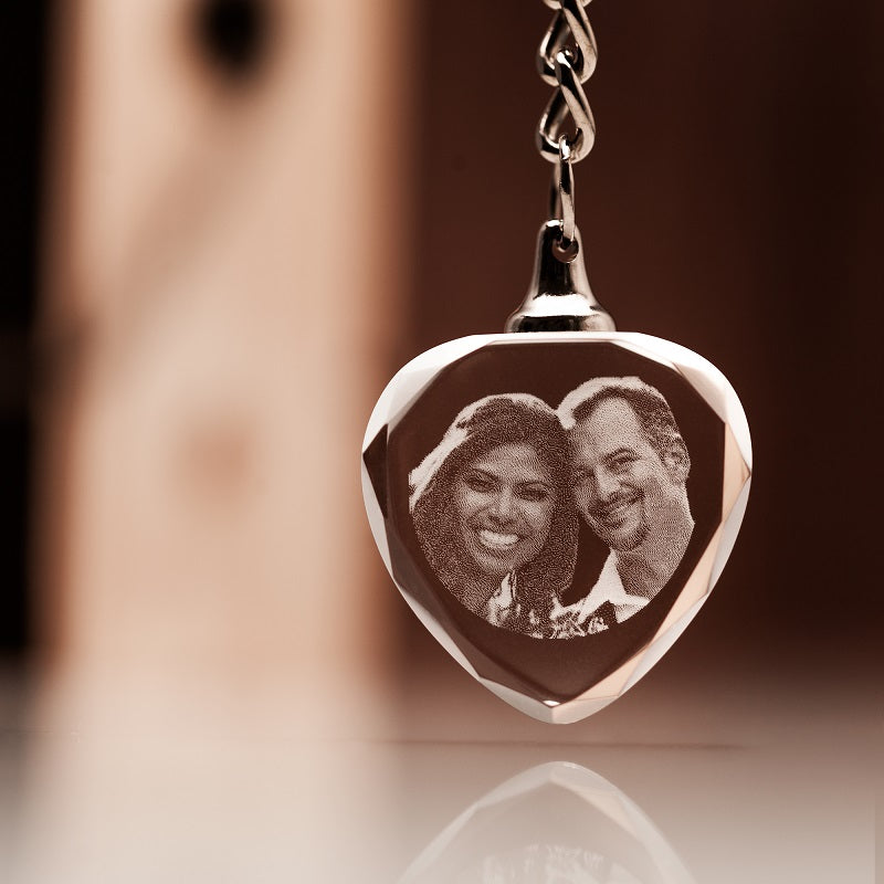 Photo Crystal Heart Keychain