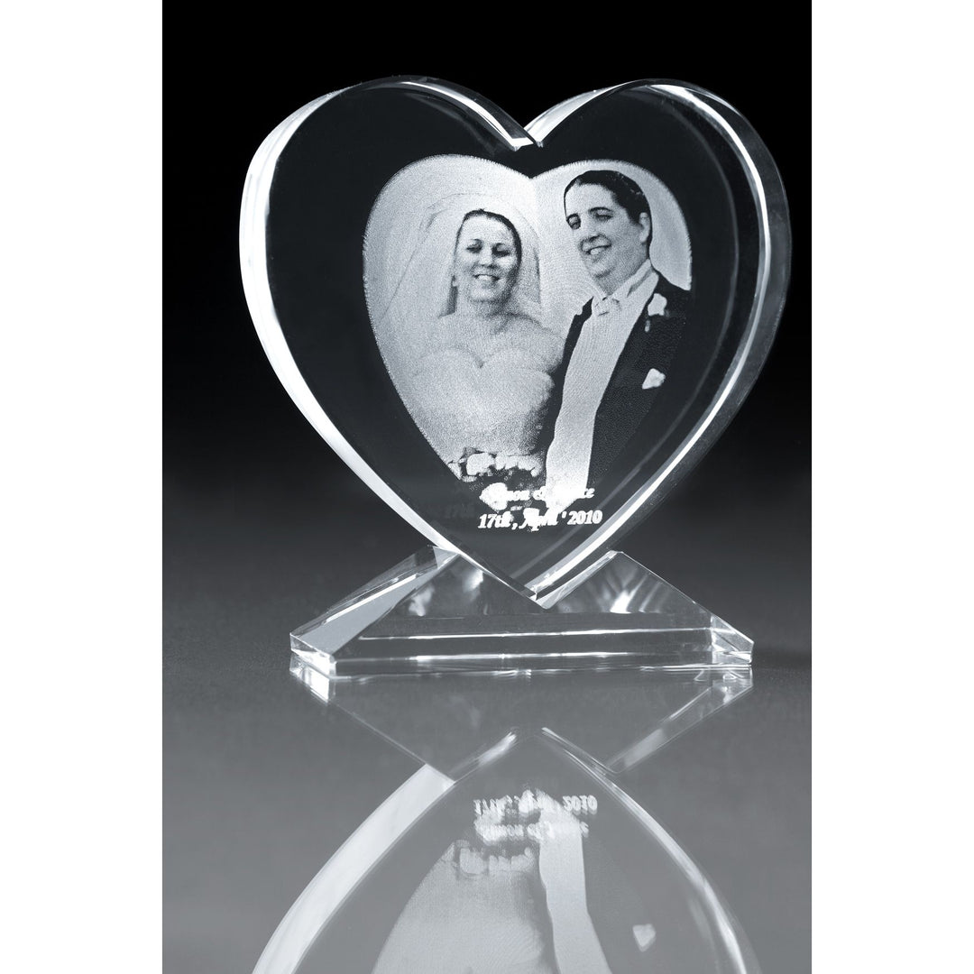 Heart photo crystal with stand-Incrystals