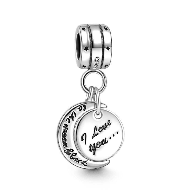 I Love You to the Moon and Back Charm 925 Sterling Silver