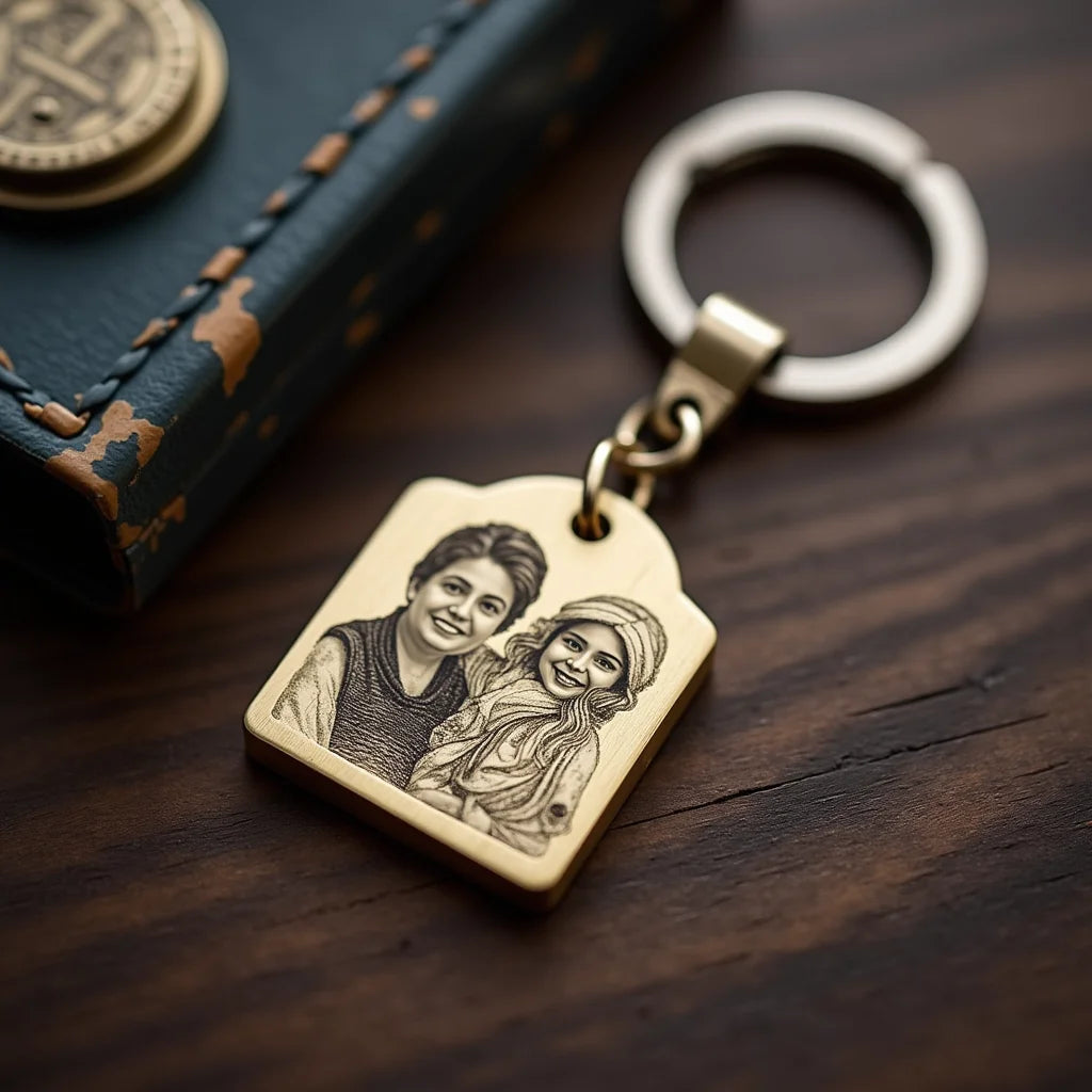 Engraved Photo Keychain - Engraved Photo Keychain: Preserve Memories in Style