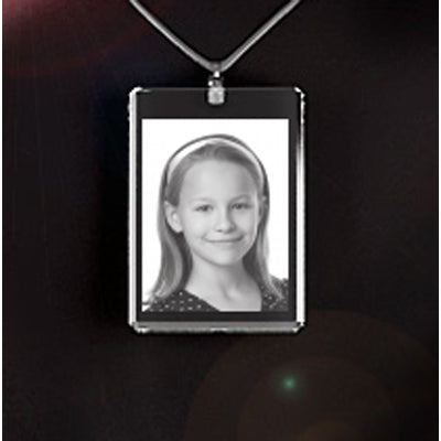 Laser Photo Glass pendant with silver necklace-Incrystals