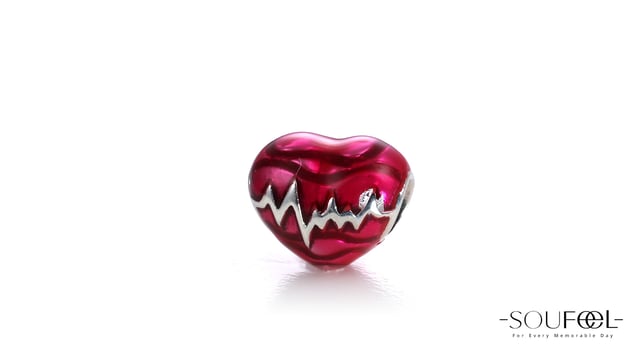 Red Heartbeat Charm 925 Sterling Silver