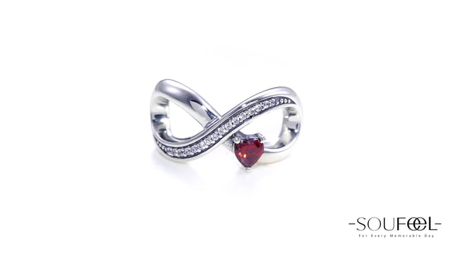 Infinite Love With Red Heart Charm 925 Sterling Silver