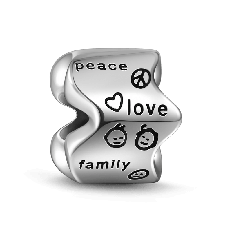 Peace Love Family Charm 925 Sterling Silver