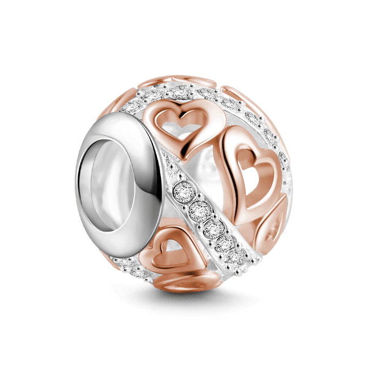 Heart To Heart Charm Rose Gold Plated 925 Sterling Silver