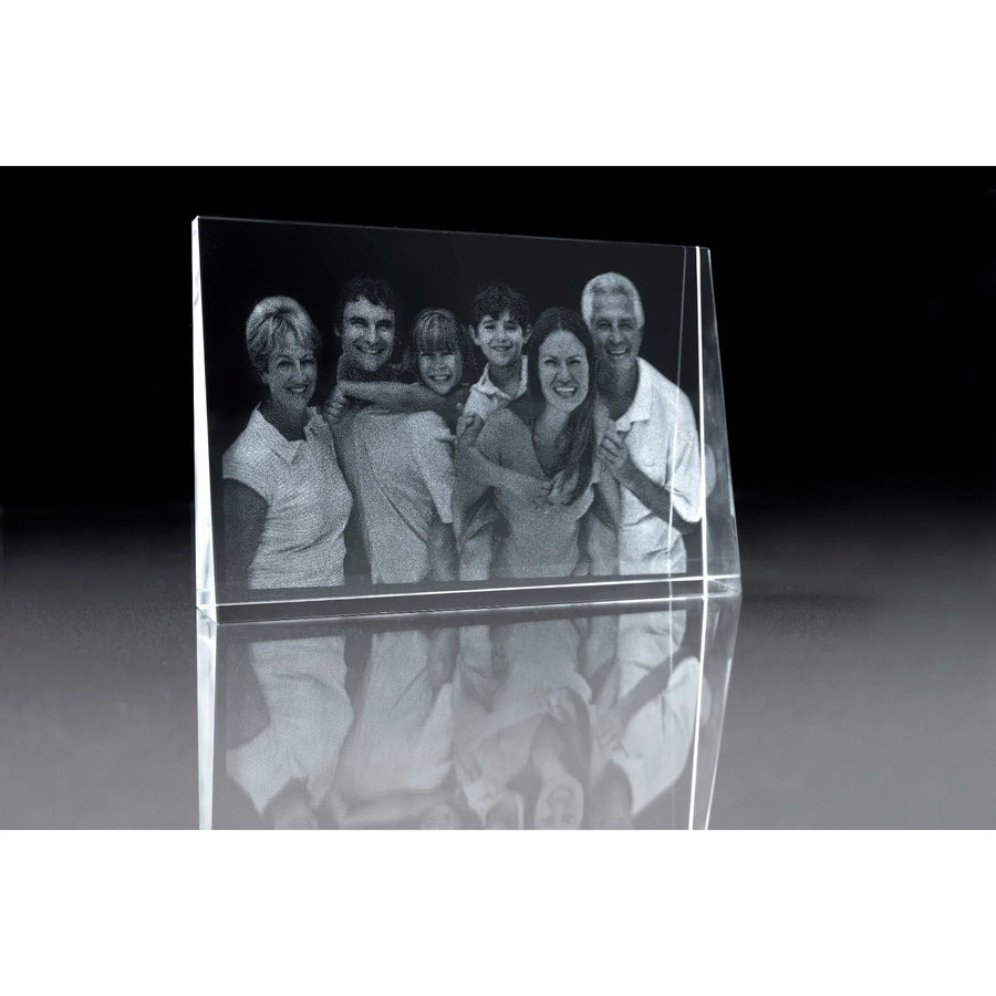 Premium laser engraved photo crystal frame showing elegant landscape display - personalised gift UK - Incrysta