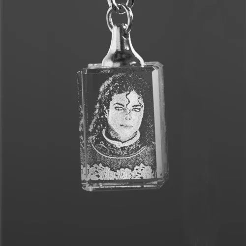 Personalised laser engraved photo crystal keychain showing detailed craftsmanship, UK made gift - Incrystals