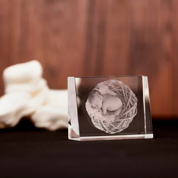 Laser engraved photo crystal in tapered landscape design, premium personalised gift UK - Incrystals