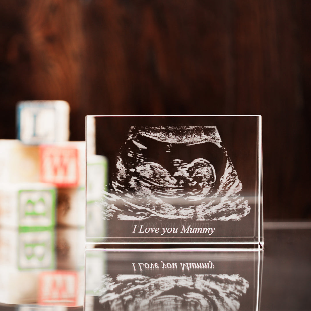 Baby Scan Engraved Photo Crystal - Small