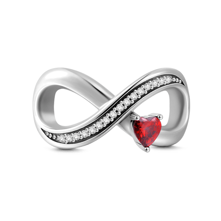 Infinite Love With Red Heart Charm 925 Sterling Silver