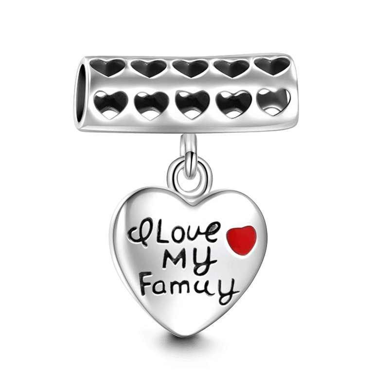 I Love My Family Charm 925 Sterling Silver
